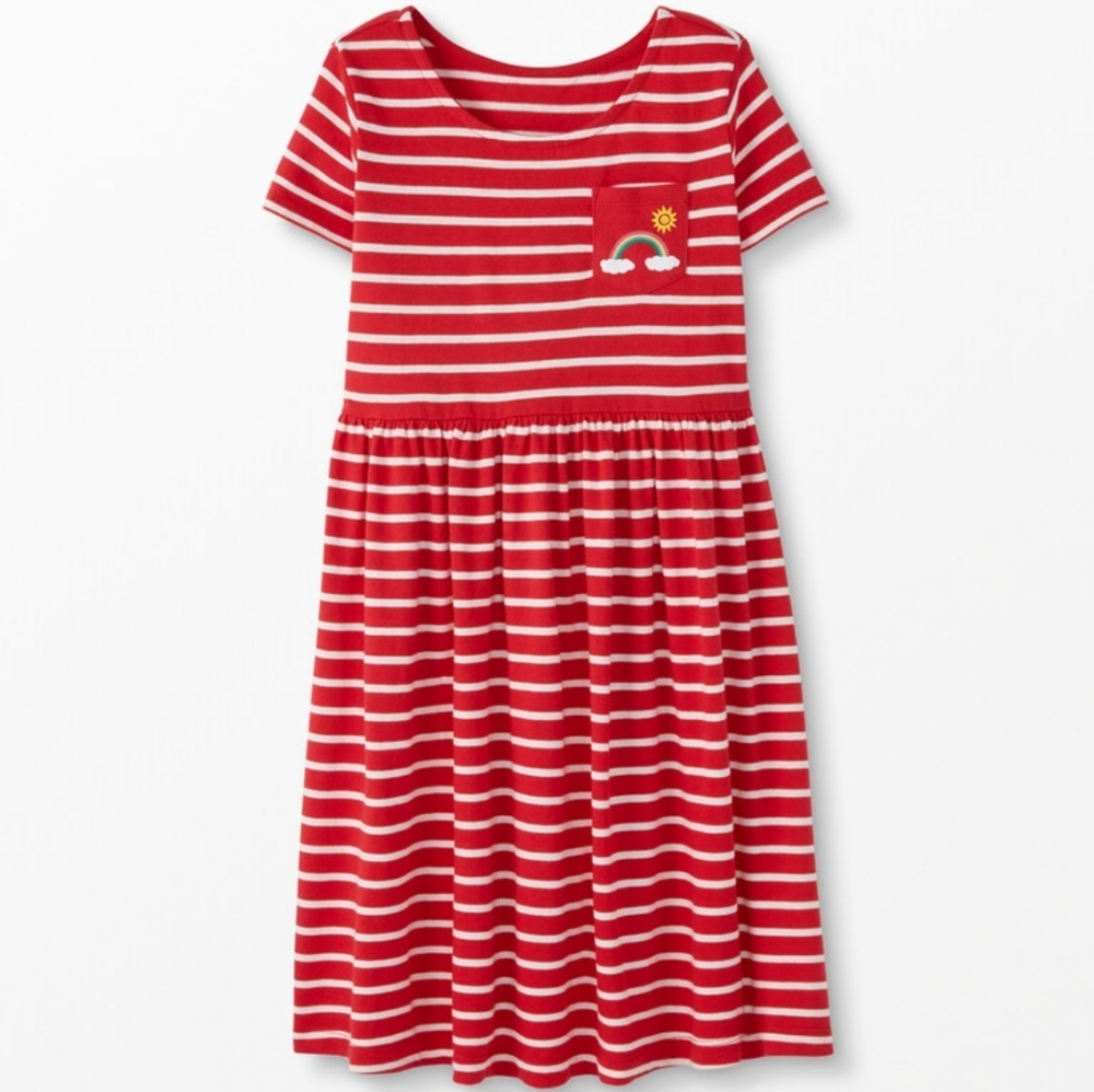 Hanna Andersson red and white striped short sleeve knit dress size 110cm/5.